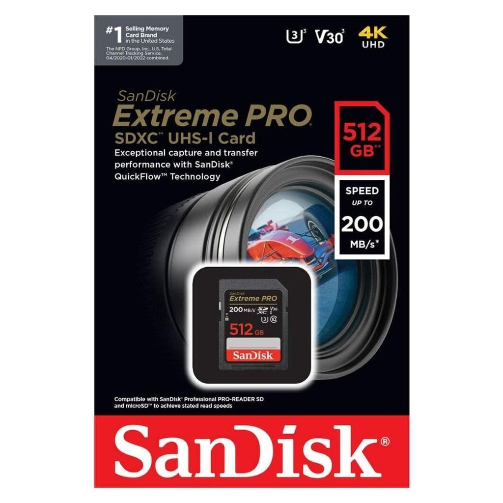 SanDisk Extreme Pro SDXC UHS-I Memory Card with 200MBPS Read and 140MBPS Write Speed (512GB, Black)