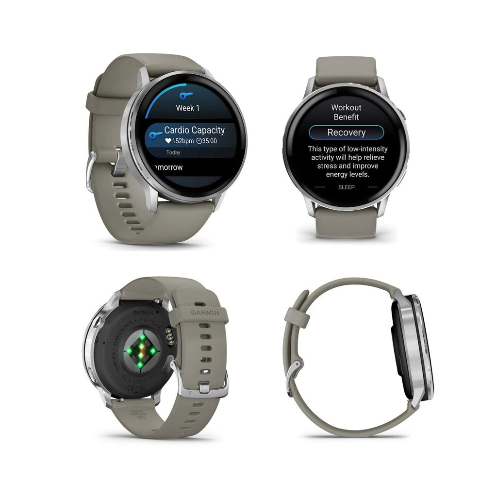 Garmin Venu 4 45mm AMOLED (Silver/Gray) GPS Smartwatch with Earbuds Bundle