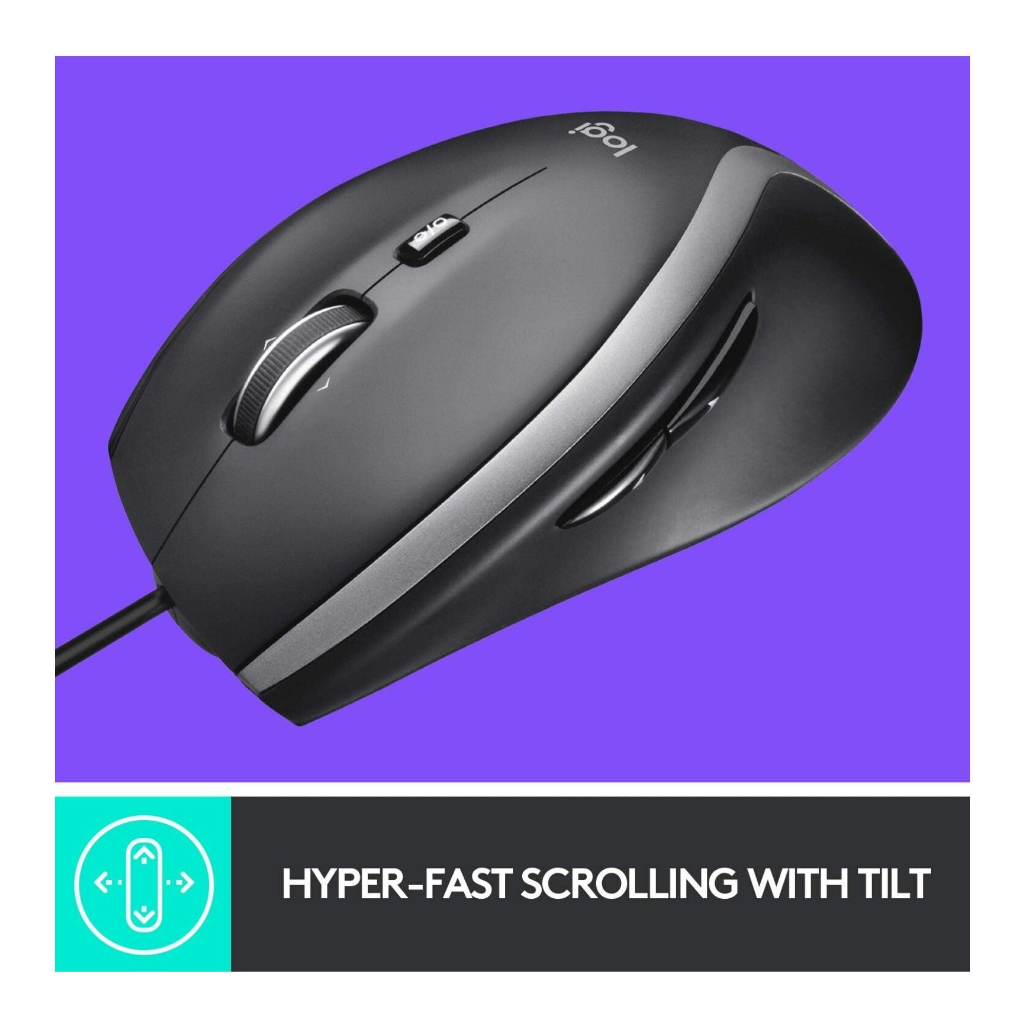 Logitech M500S Advanced Corded Mouse for Desktop Office and Home Computer