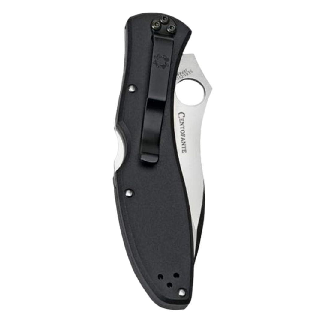 Spyderco Centofante 3 VG-10 Steel Hollow Ground Blade Knife with Thin-Profile FRN Handle (Black)