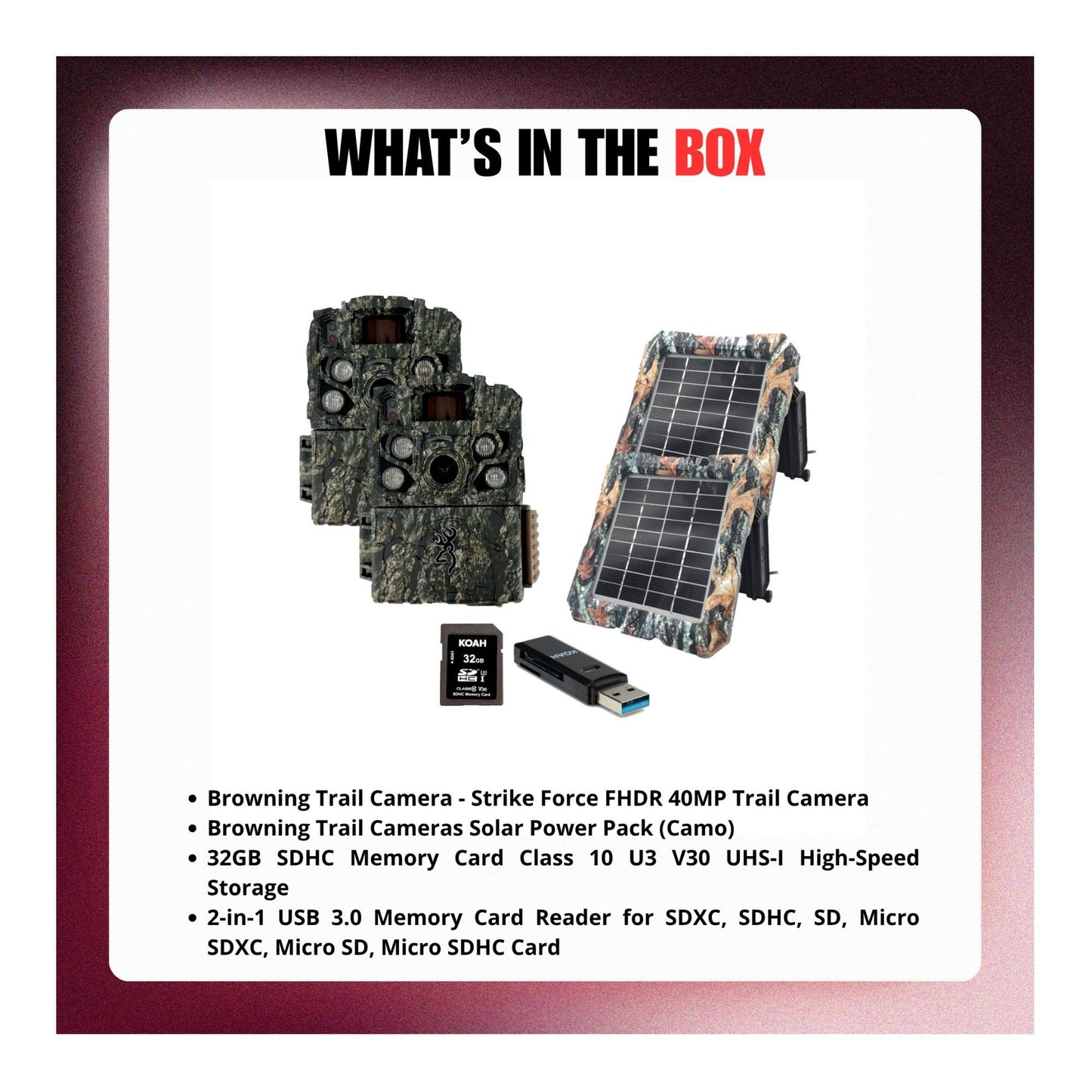 Browning Strike Force FHDR 40MP Trail Camera (2 Pack) Bundle with Accessories