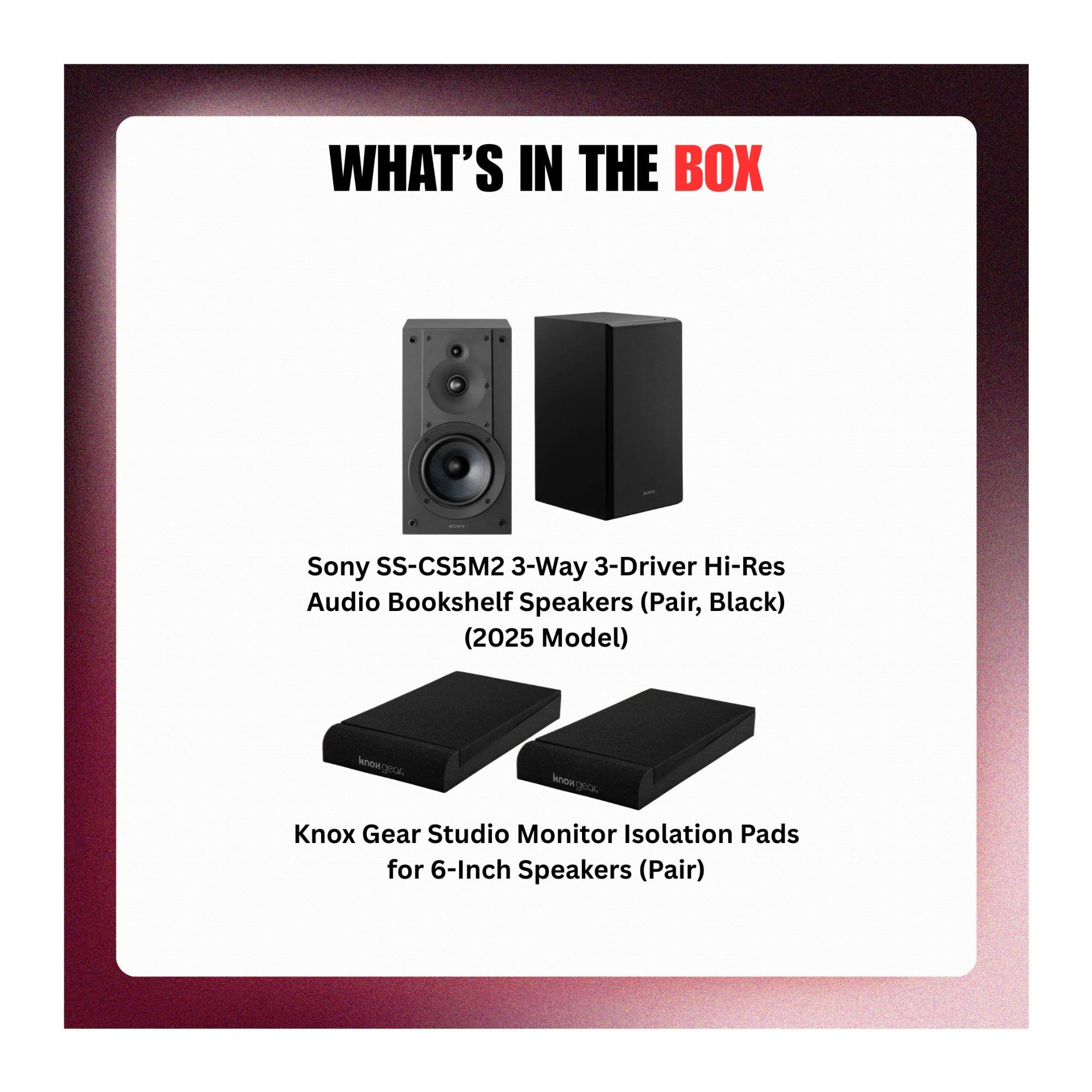 Sony SS-CS5M2 3-Way 3-Driver Hi-Res Audio Bookshelf Speakers (Pair) Bundle