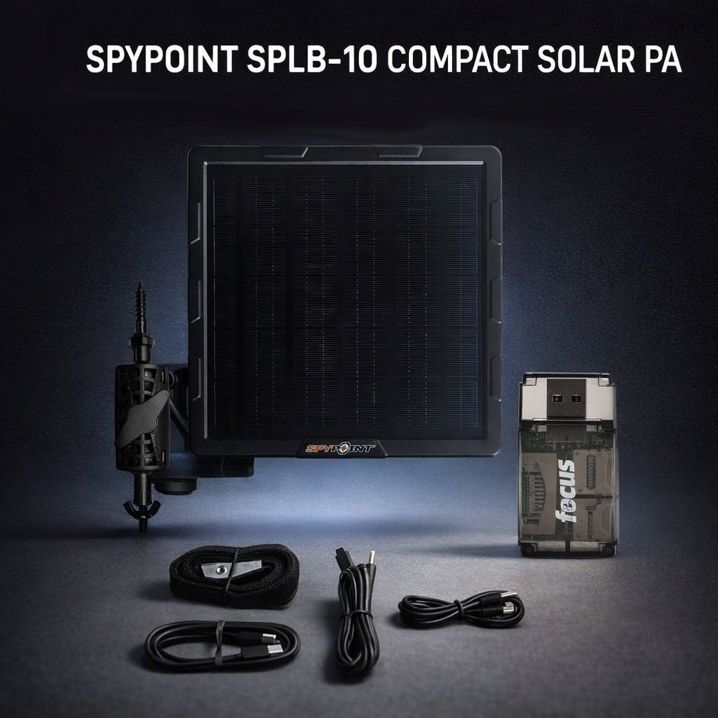 Spypoint SPLB-10 Compact Solar Panel with Heavy-Duty Mounting Arm and High Speed Card Reader Bundle