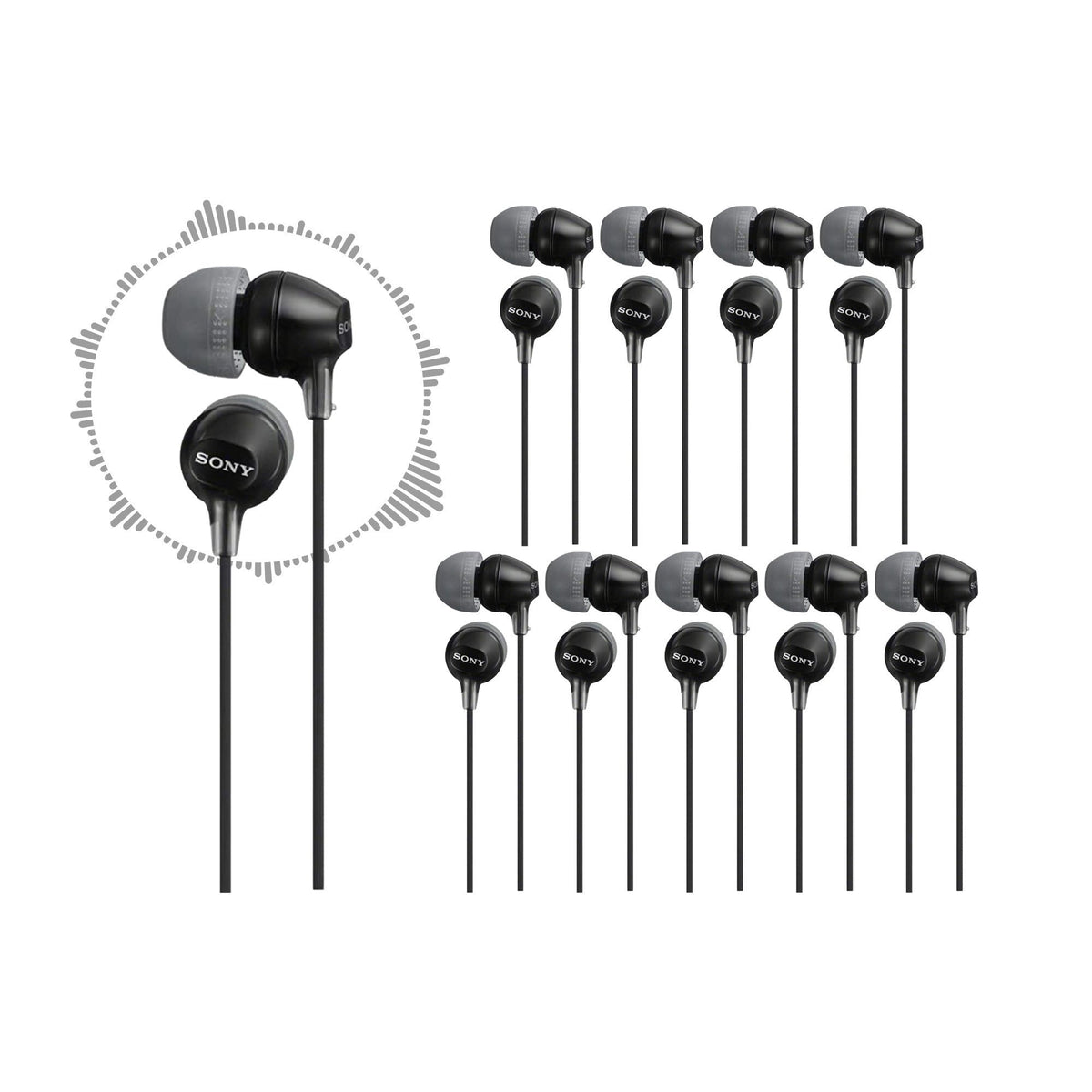 Sony MDR-EX15LP Fashion Color EX Series In-Ear Earbud Headphones (10-pack)