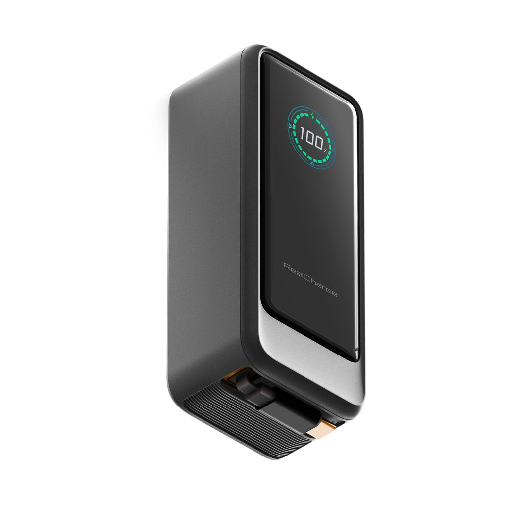 ReelCharge ReelPro 10,000mAh Power Bank with Retractable 45W USB-C (Gray)