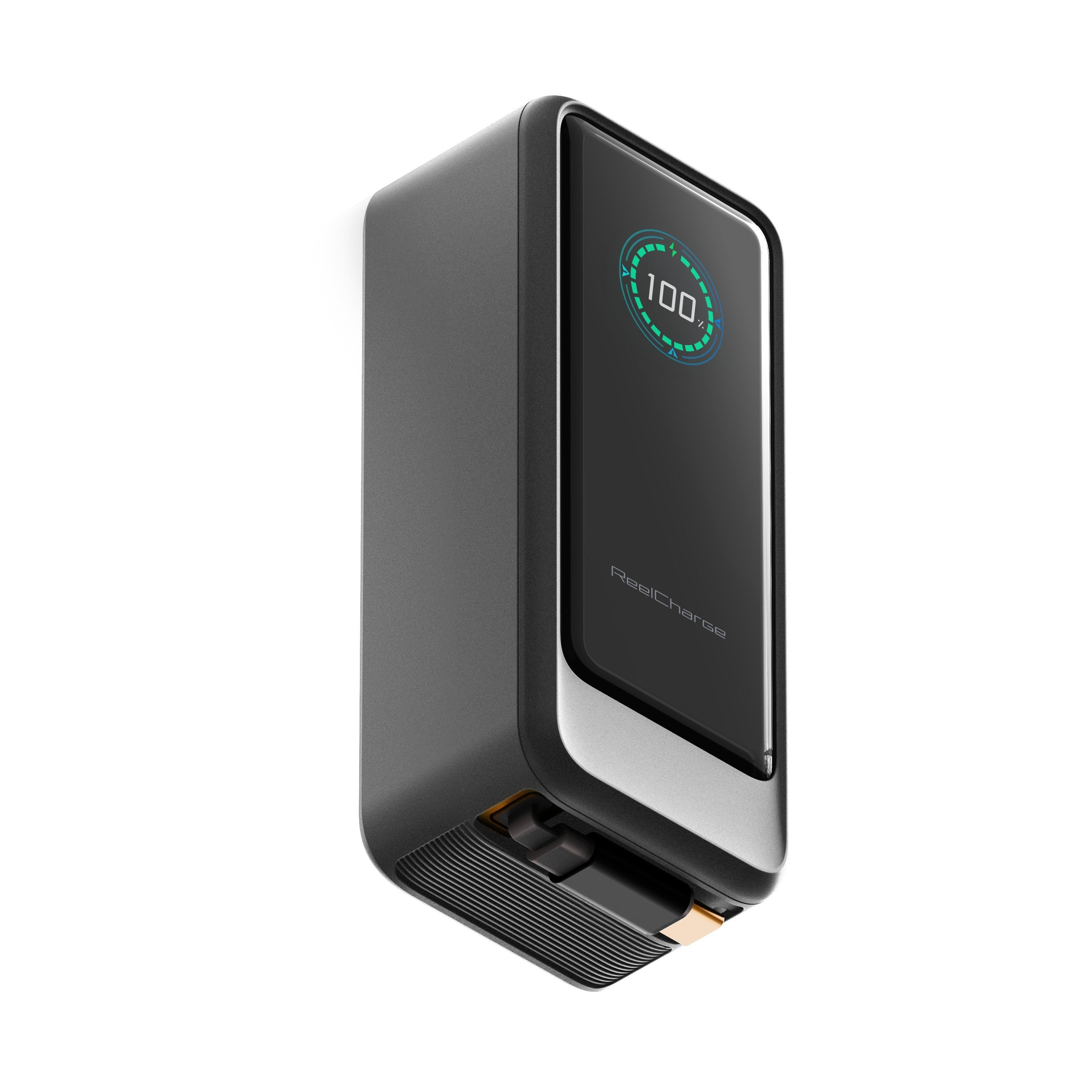 ReelCharge ReelPro 10,000mAh Power Bank with Retractable 45W USB-C (Gray)