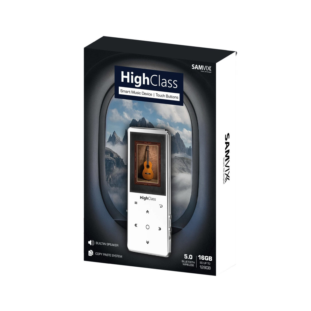 Samvix HighClass 16GB Kosher MP3 Player with Buttons, Speaker, Recorder and Copy/Paste (White)