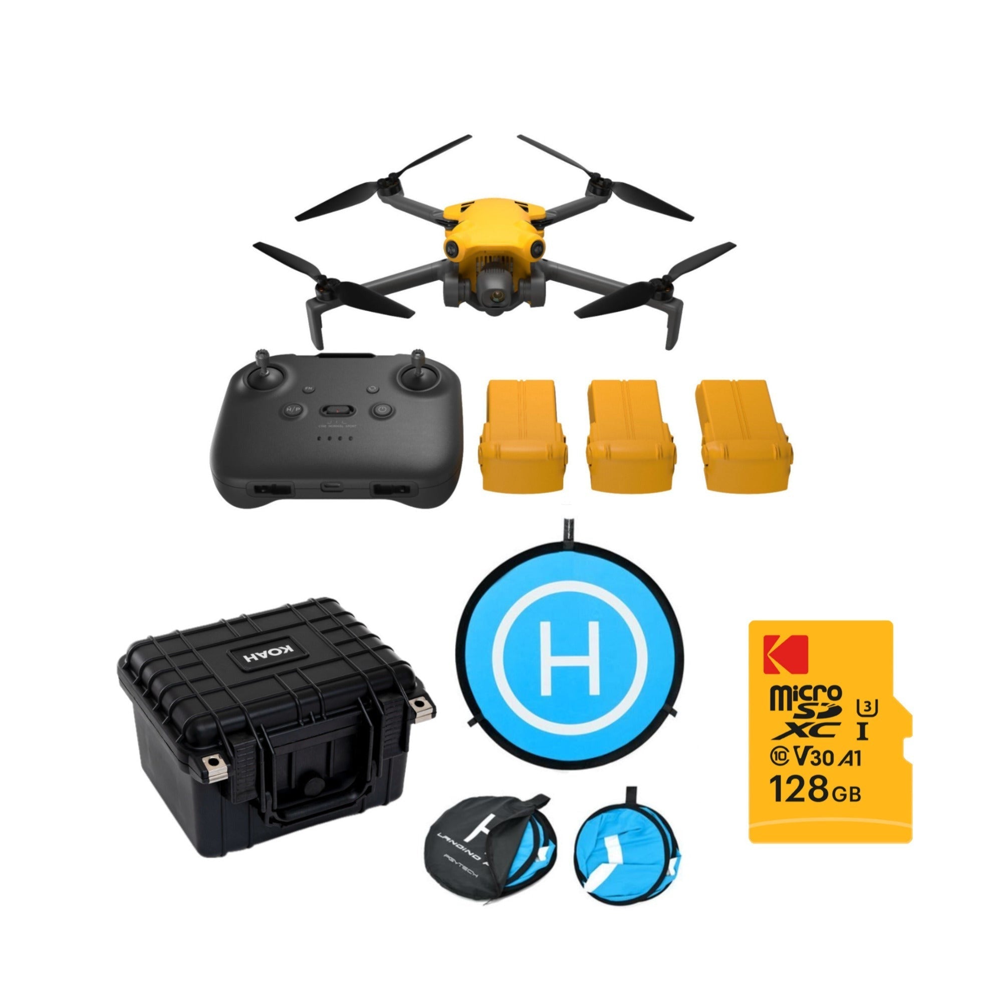 SKYROVER X1 48MP 4K Fly More Combo Drone (Yellow) Bundle with Hard Case and Accessories