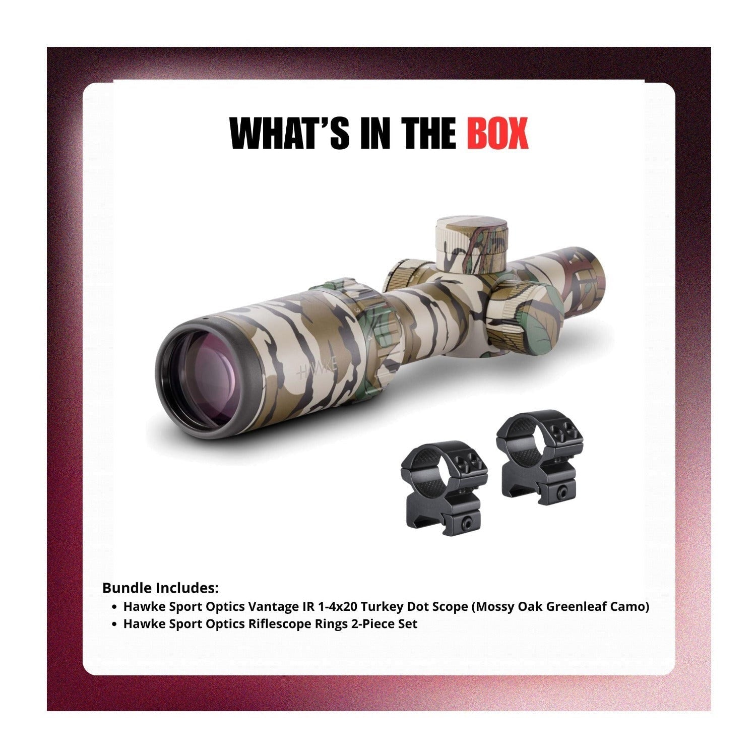 Hawke Sport Optics Vantage IR 1-4x20 Turkey Dot Scope with Rings Bundle