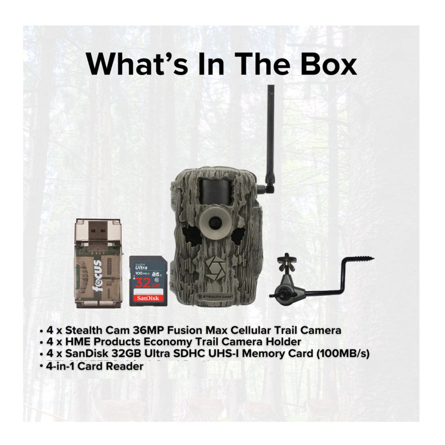 Stealth Cam 36MP Fusion Max Cellular Trail Camera with 80-Feet Detection Range (2-Pack) x 2 Bundle