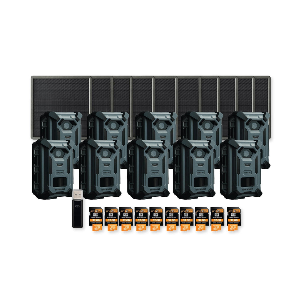 Spypoint FORCE-4K Bundle with Solar Panels, Memory Cards, and Reader (10-Pack)