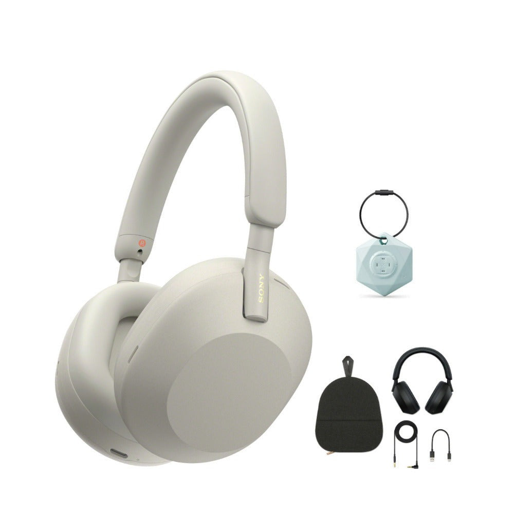 Sony WH-1000XM5 Wireless Noise Canceling Over-Ear Headphones (Silver) Bundle