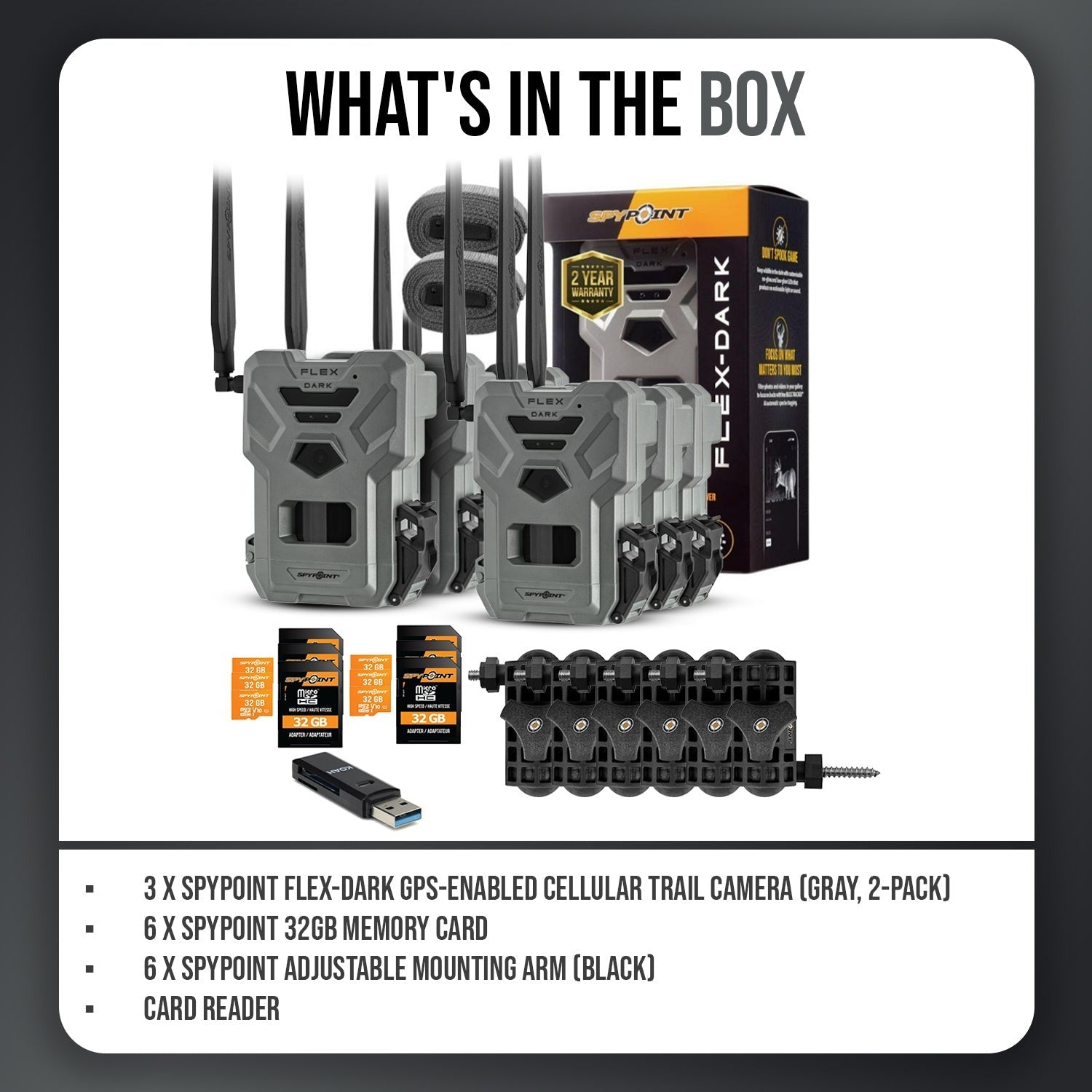 Spypoint Flex Dark GPS Cellular Trail Camera (6-Pack) Bundle
