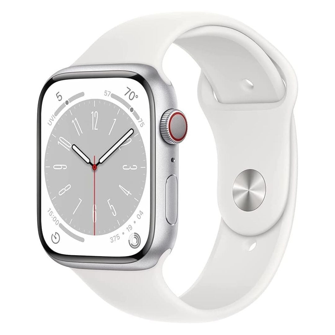 Apple Watch Series 8, 41mm GPS (Silver Aluminum Case, White Sport Band S/M) (Certified Refurbished)