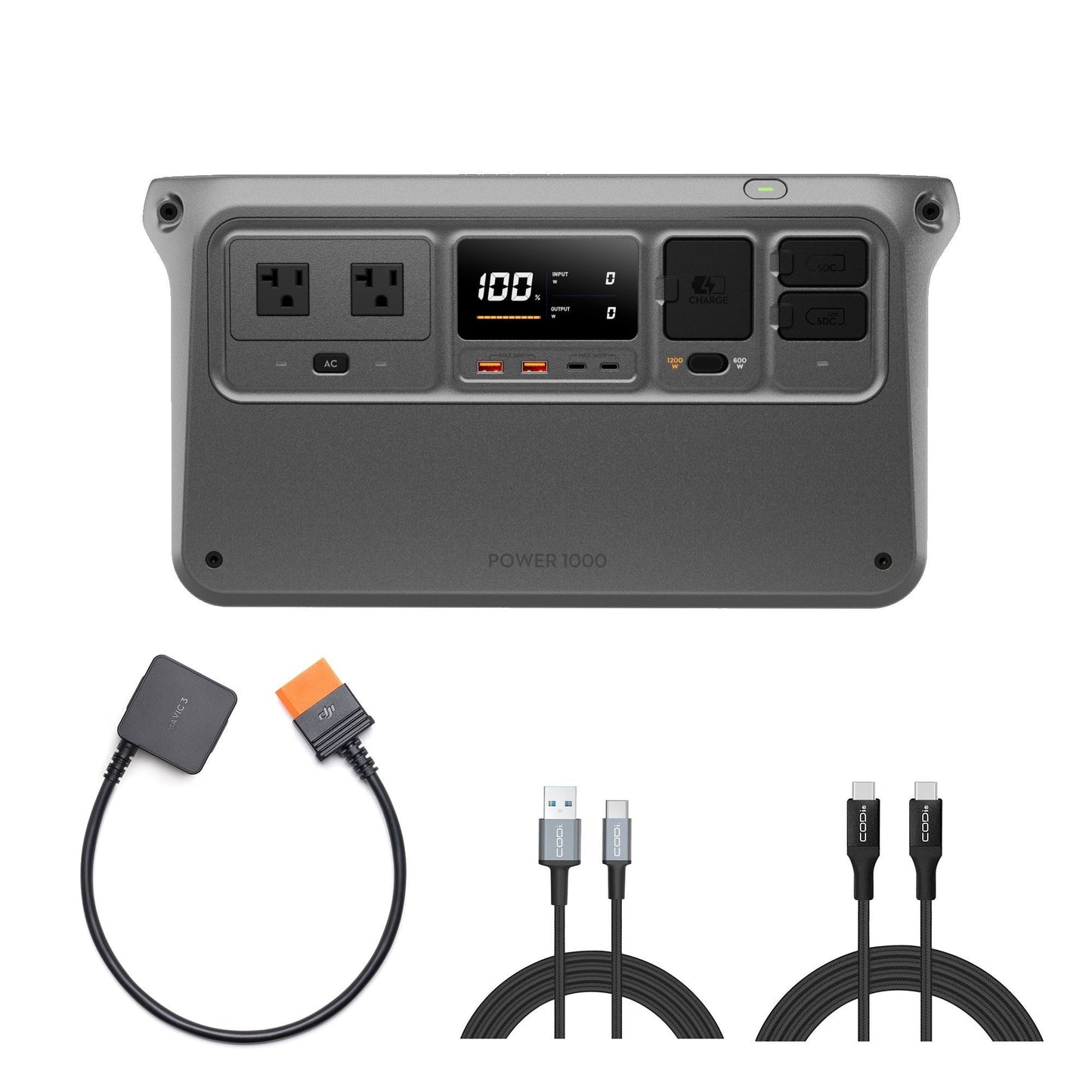 DJI Power 1000 with SDC to Mavic 3 Fast Charge Cable and Two Charge Cables Bundle