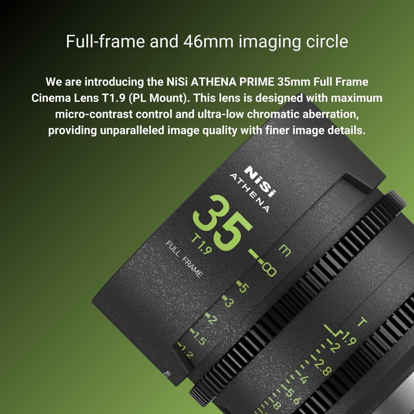 NiSi 35mm ATHENA PRIME Full Frame Cinema Lens T1.9 with Fluorescent Focal Scale (PL Mount) Bundle