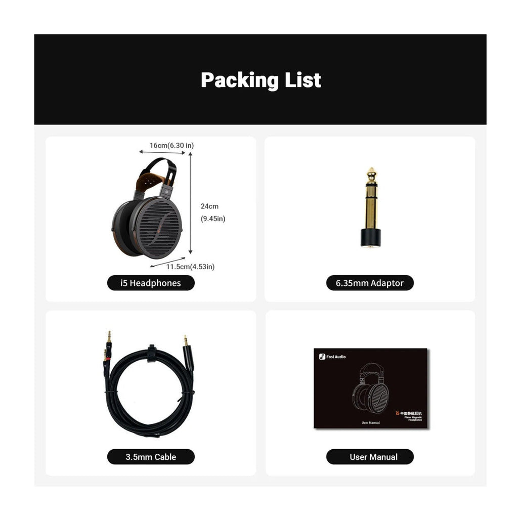 Fosi Audio i5 Open-Back Planar Magnetic Headphones with Suede Leather Headband