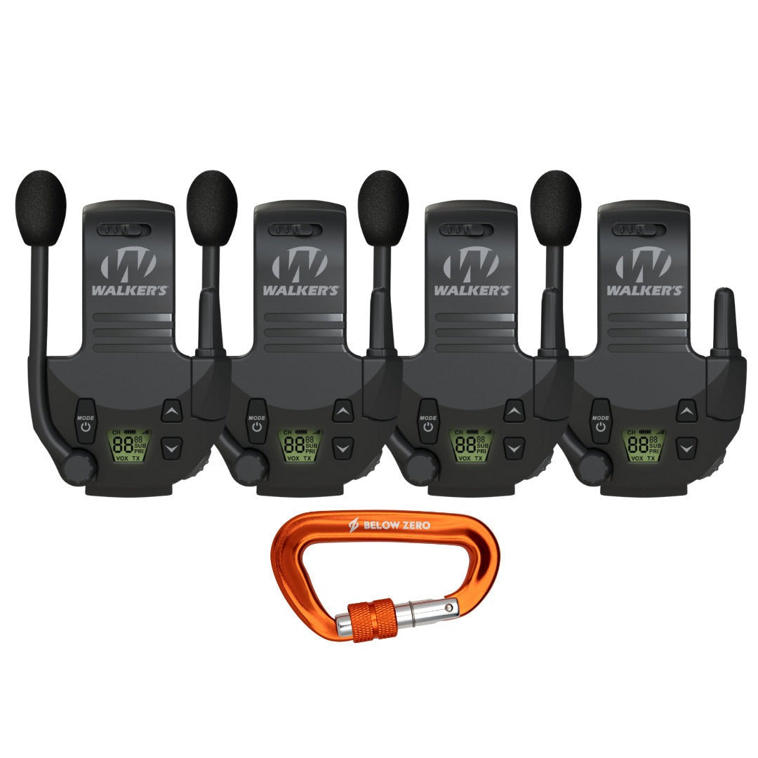 Walker's Razor Walkie Talkie Bluetooth Attachment Bundle with Locking Carabiner