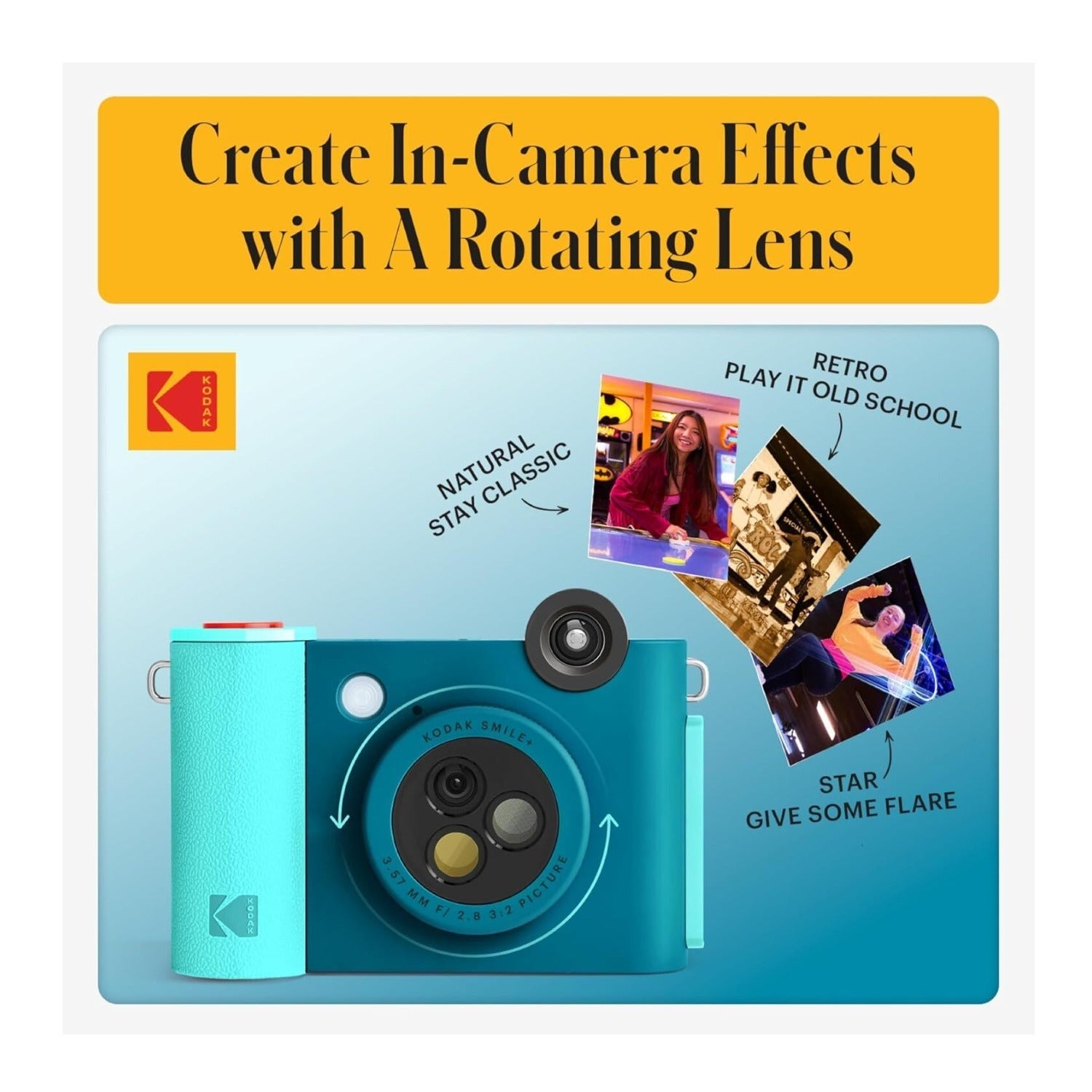 KODAK Smile+ Wireless Digital Instant Print Camera with Effect-changing Lens (Blue)