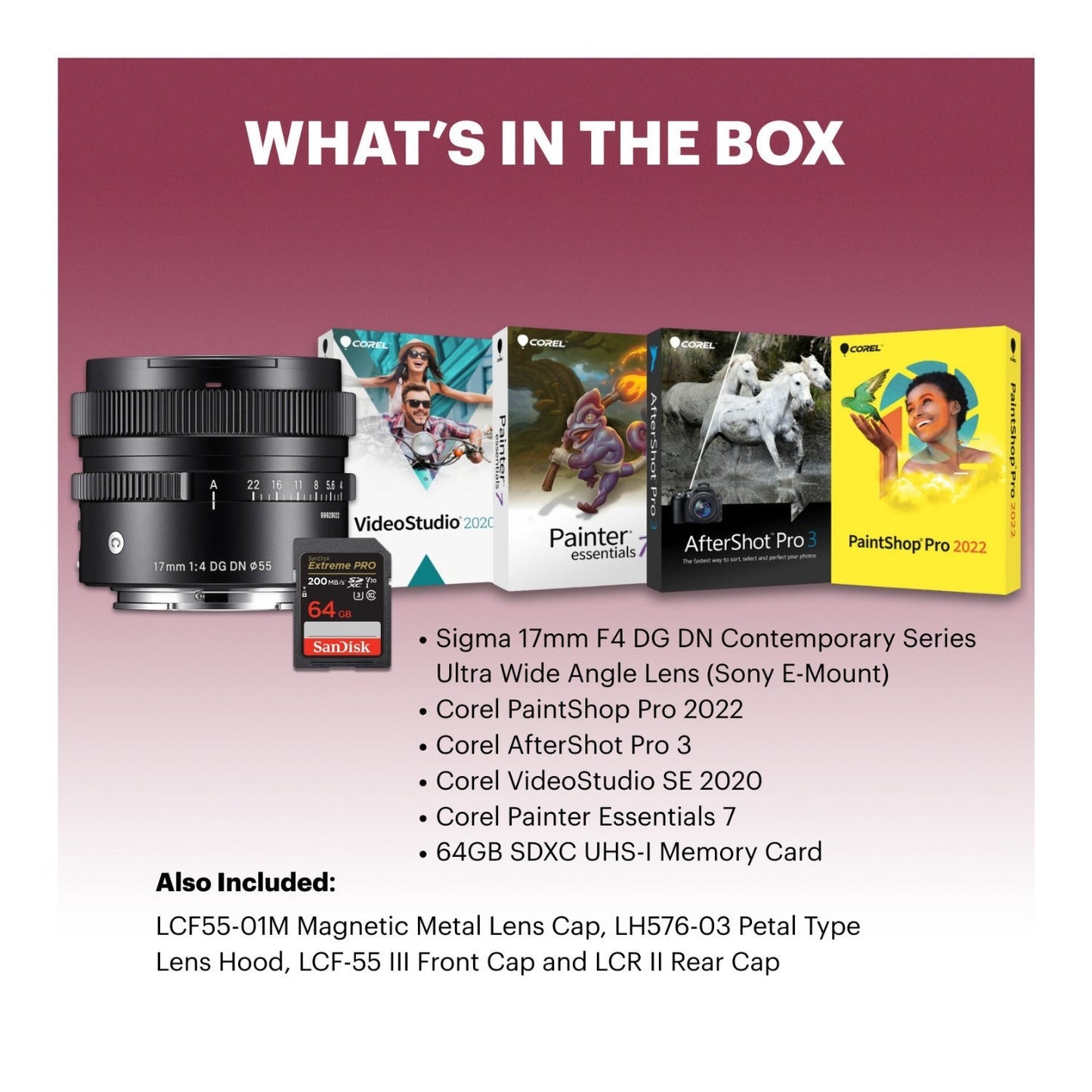 Sigma 17mm F4 DG DN Contemporary Ultra Wide Angle Lens (Sony E-Mount) Bundle