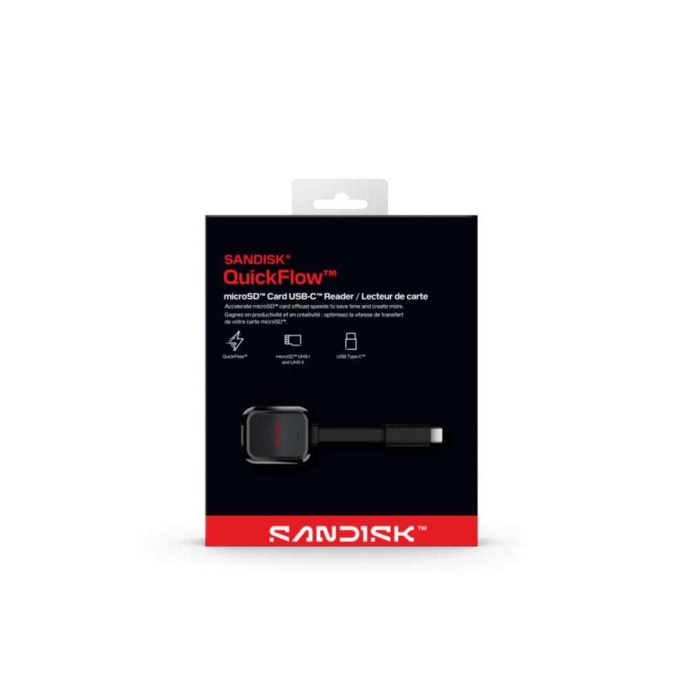 SanDisk QuickFlow USB-C MicroSD Card Reader with 5.3K 4K Video Transfers (Black)