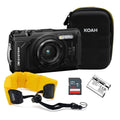 OM SYSTEM Tough TG-7 Digital Camera (Black) Bundle with 128GB Memory Card, Battery and Accessories