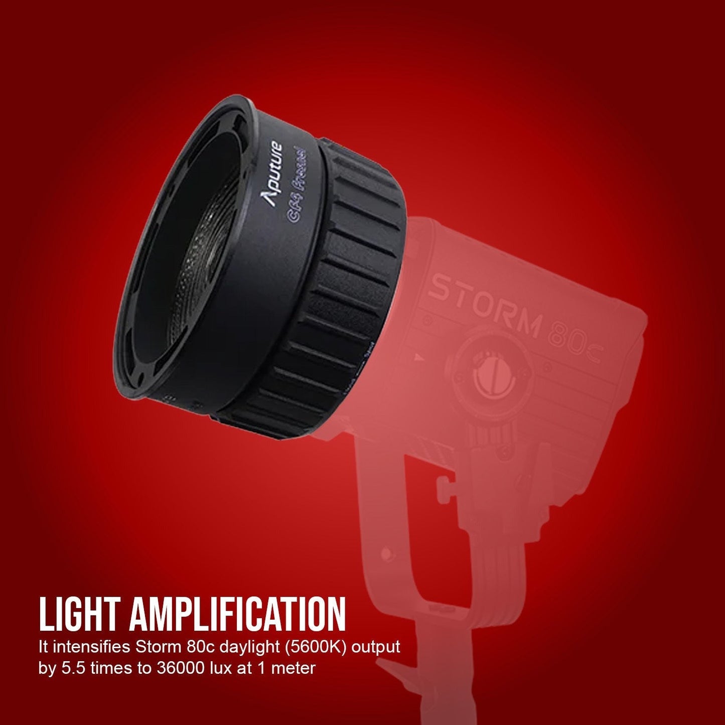 Aputure CF4 Fresnel for Storm 80c Fixture with 4-Inch Diameter Lens (Black) and CF4 Barn Door Bundle