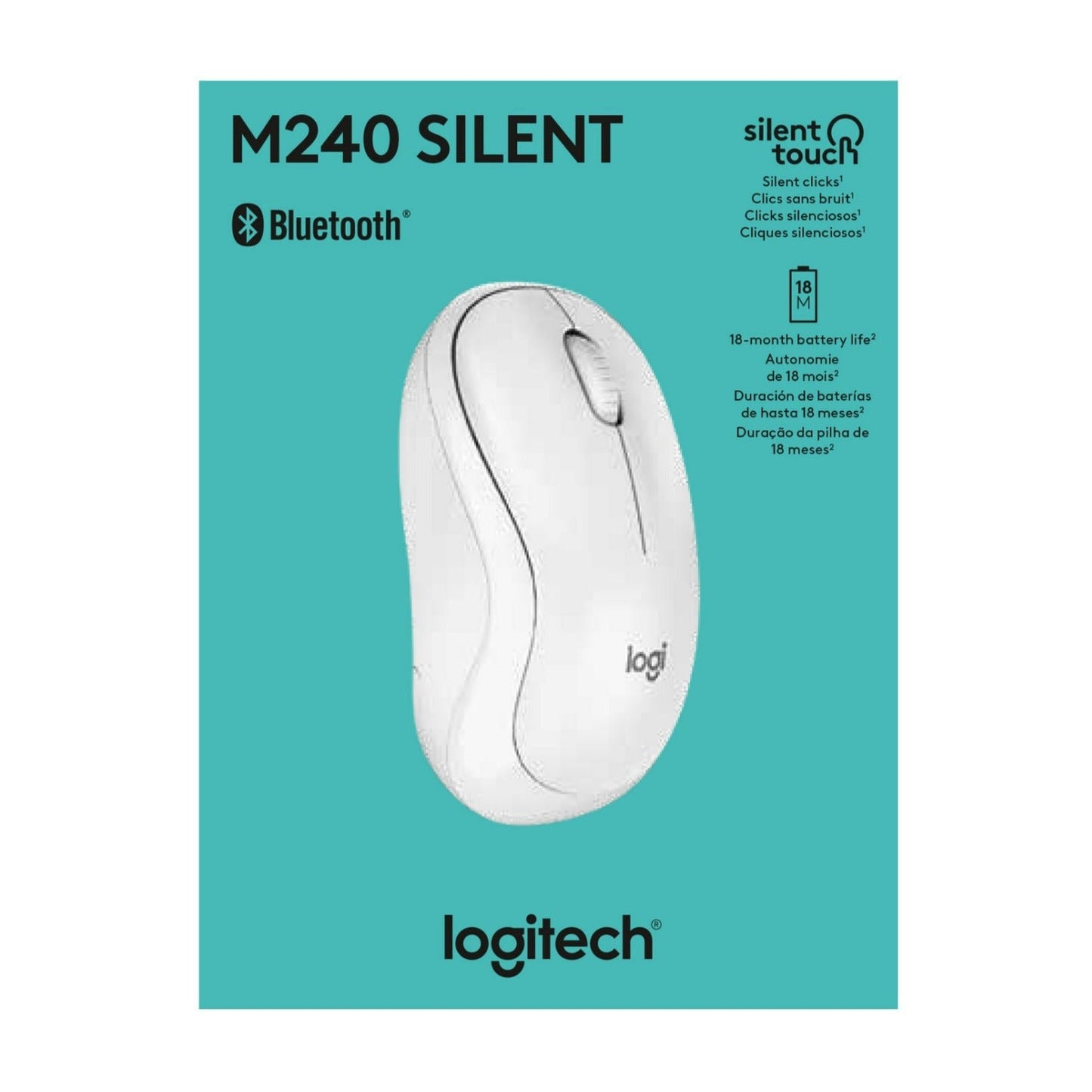 Logitech M240 Silent Cordless Long Range Bluetooth Mouse with Pre-Installed AAA Battery (Off-White)