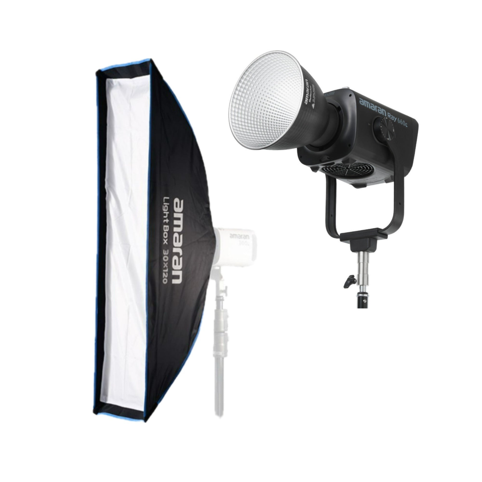 Amaran Ray 660W Full-Color COB Video Light with Light Box 30x120 Bundle