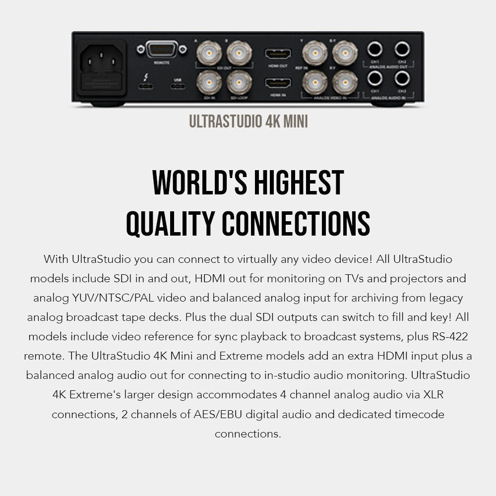 Blackmagic Design UltraStudio 4K Mini Recorder with Power Cord (Black) and Read Memory Card Bundle