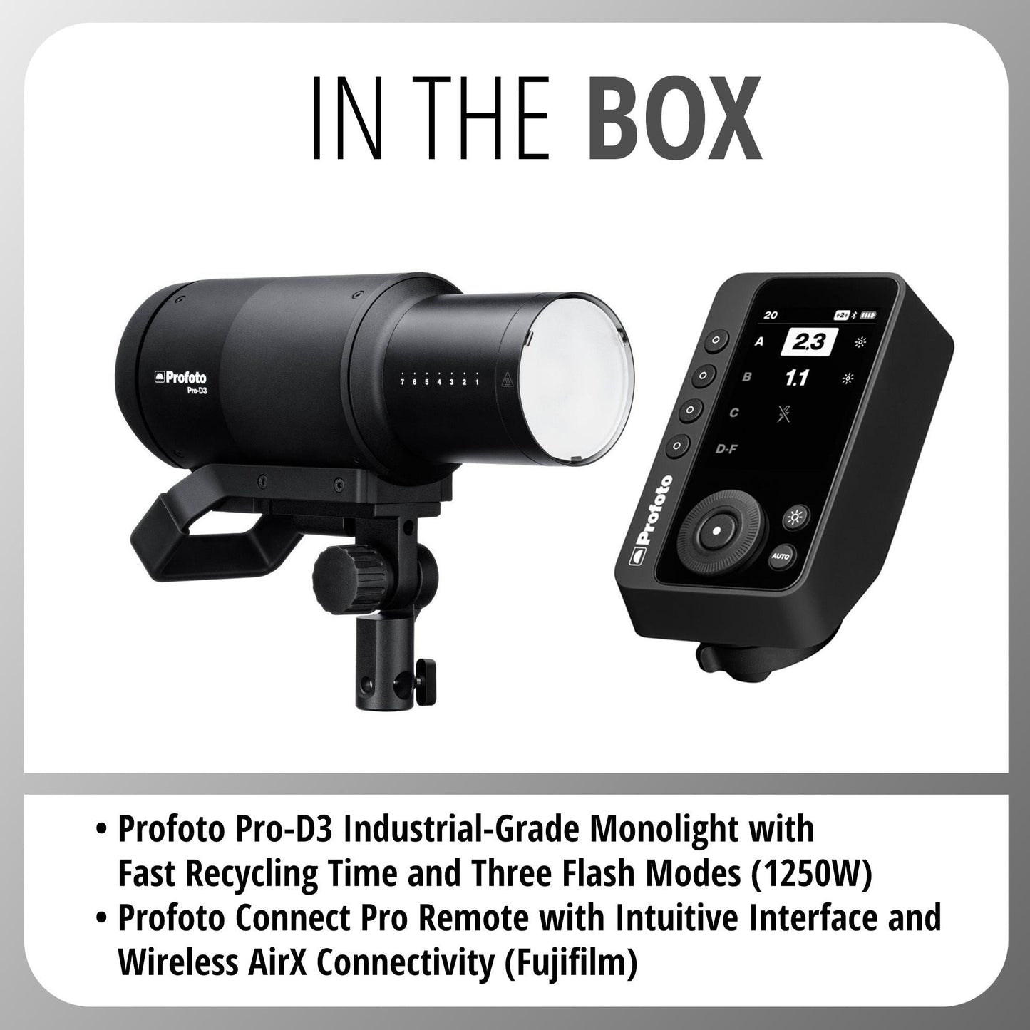 Profoto Pro-D3 Industrial-Grade Monolight (1250W) Bundle with Connect Pro Remote