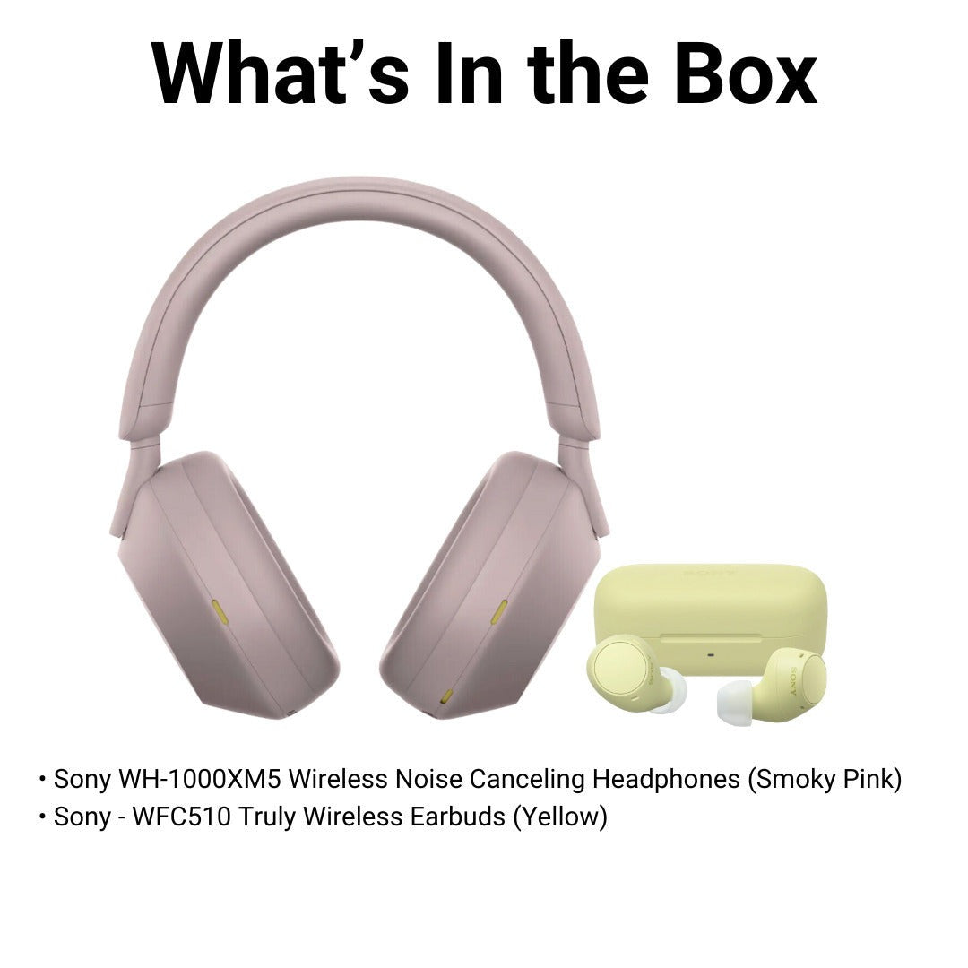 Sony WH-1000XM5 Wireless Noise Canceling Over-Ear Headphones with Sony Earbuds