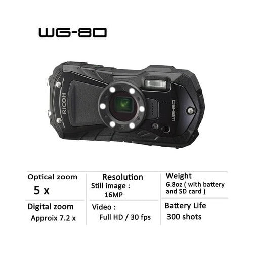 Ricoh WG-80 Digital Camera (Black)