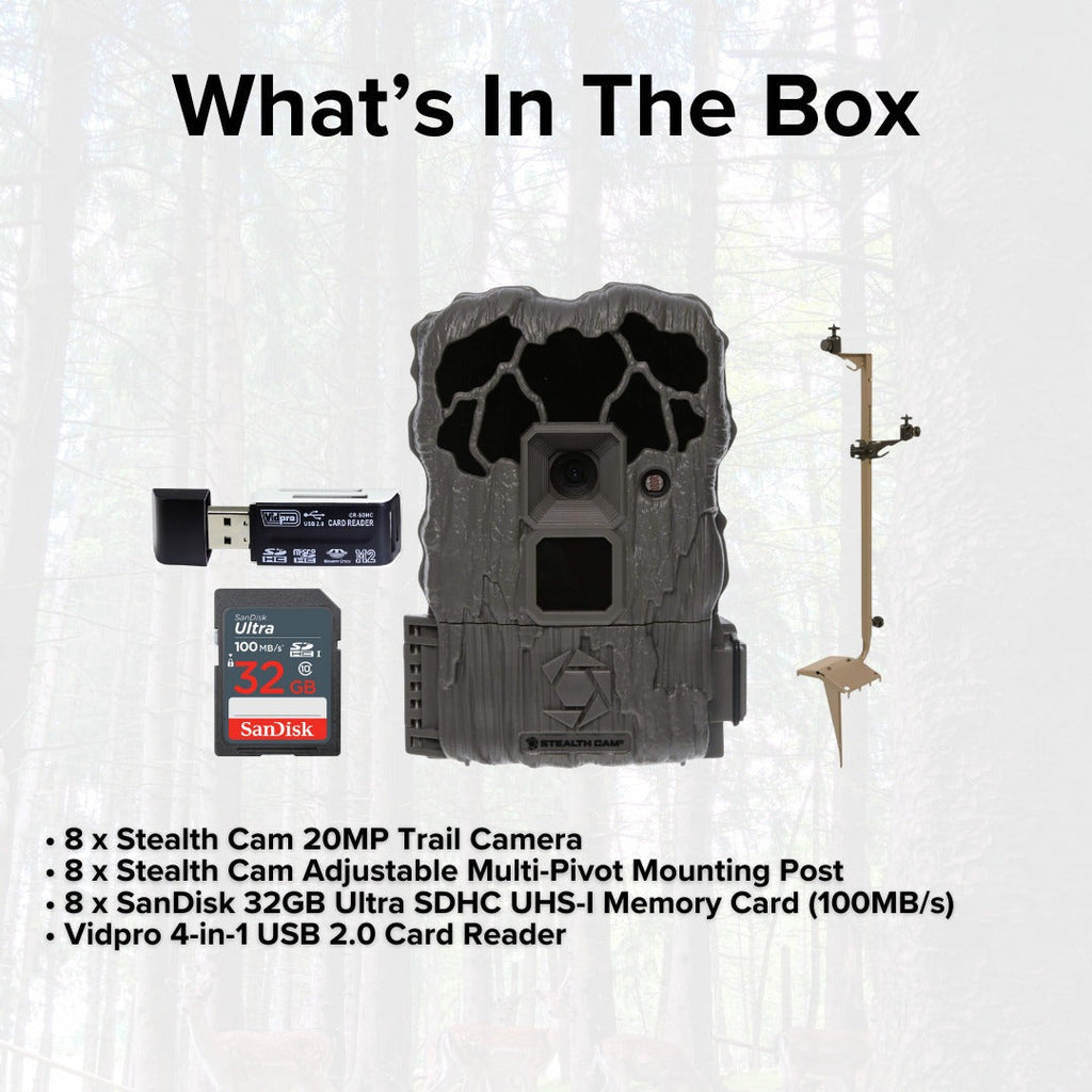 Stealth Cam 20MP Trail Camera with 60 Feet Range Detection (2-Pack) x 4 Bundle