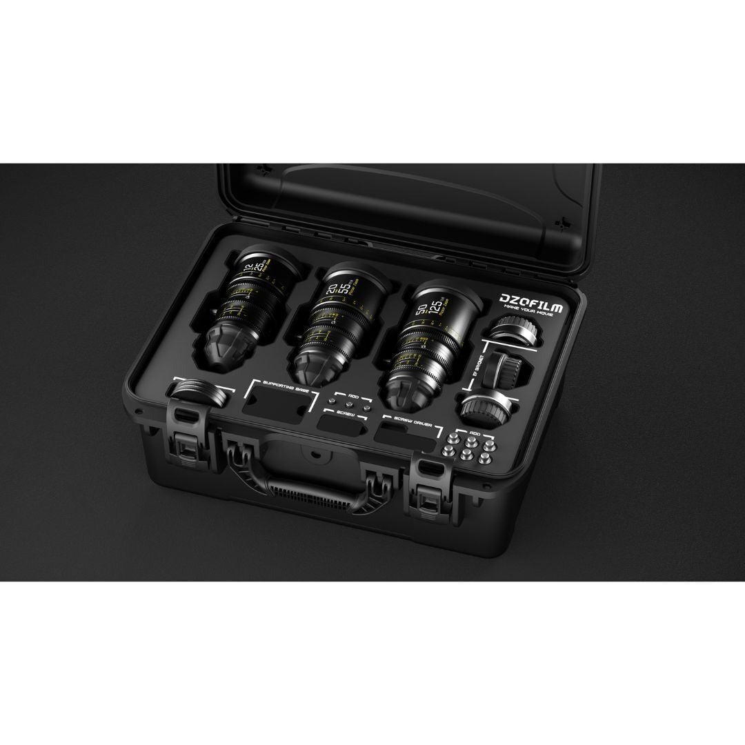 DZOFilm Pictor T2.8 Super35 Zoom 3-Lens Bundle 12-25mm, 20-55mm, 50-125mm PL and EF Mount (Black)