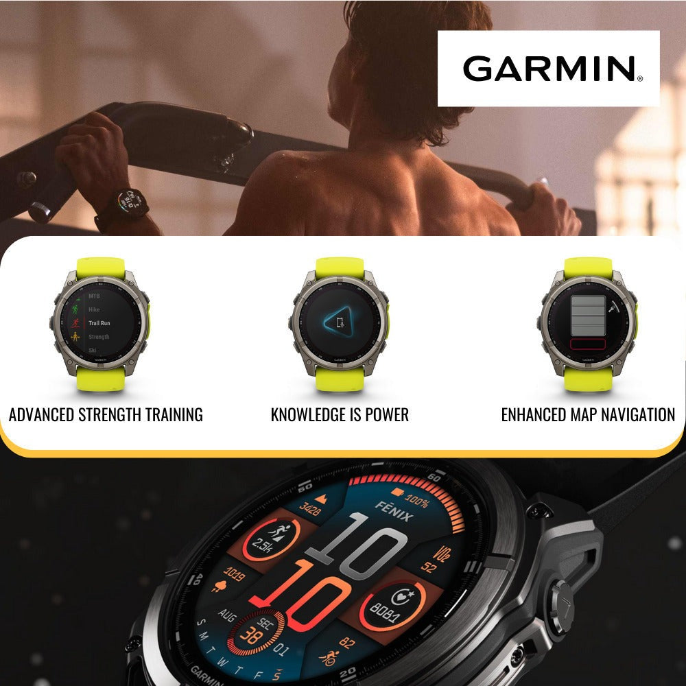 Garmin Fenix 8 47mm GPS Smartwatch (Slate Gray and Black) with Hard Case and Charger Stand Bundle