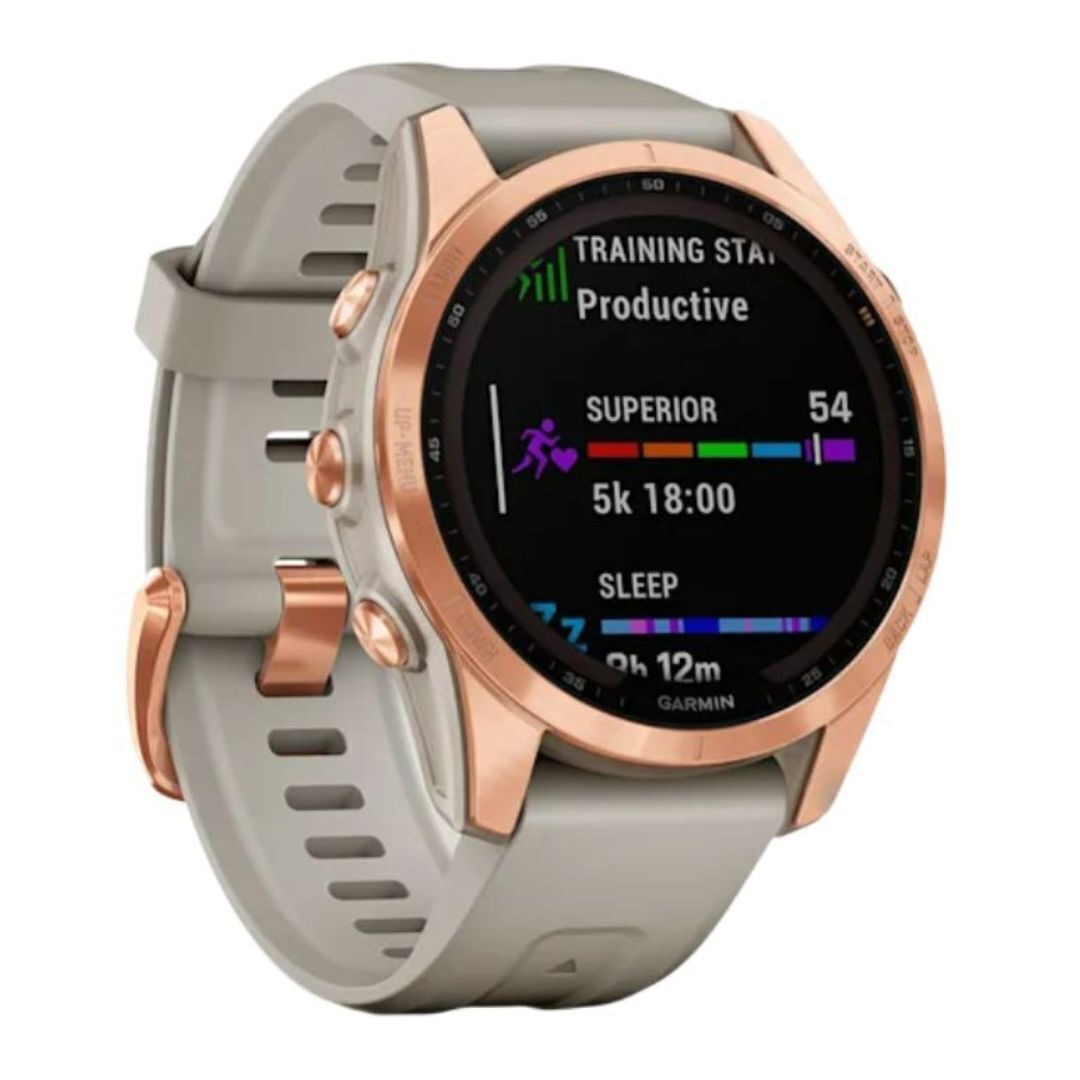 Garmin fenix 7S Solar, Rose Gold w/Light Sand Band