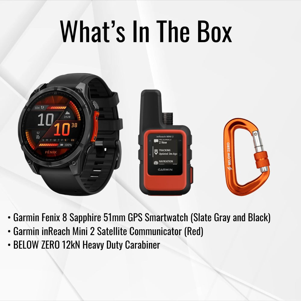 Garmin Fenix 8 51mm GPS Smartwatch (Slate Gray and Black) and Satellite Communicator Bundle