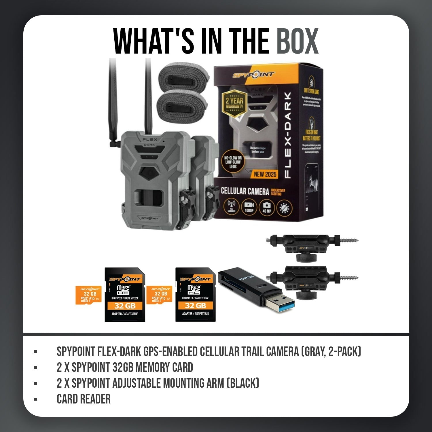 Spypoint Flex Dark GPS Cellular Trail Camera (2-Pack) Bundle