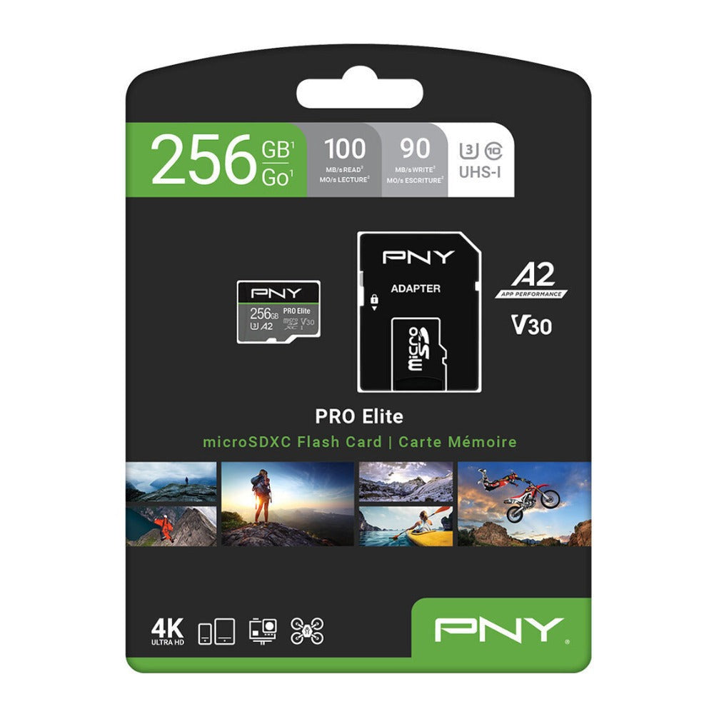PNY 256GB PRO Elite UHS-I microSDXC Memory Card with SD Adapter