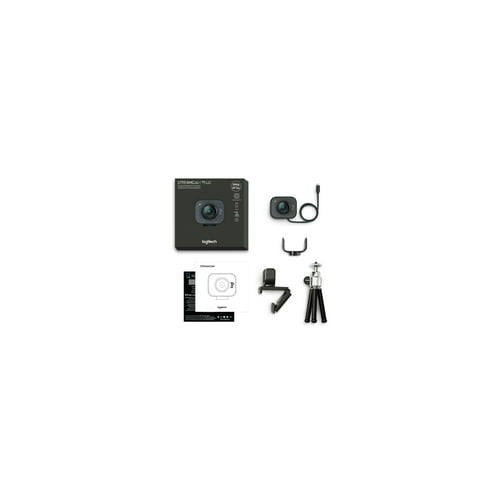 Logitech StreamCam Plus Webcam with Tripod (Graphite) and Webcam Stand with Selfie Ring Light