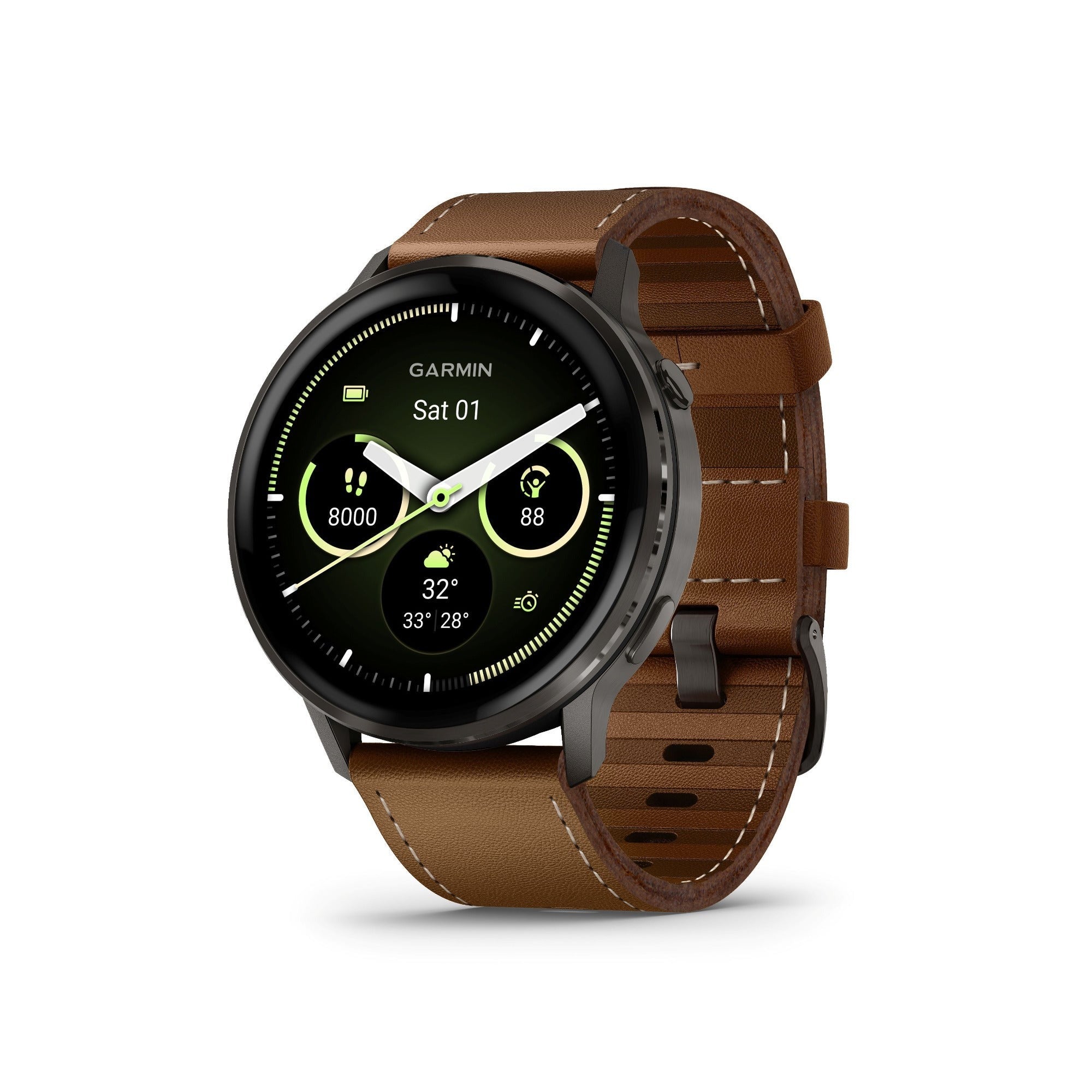 Garmin Venu 4 Smartwatch (Slate/Brown Leather)