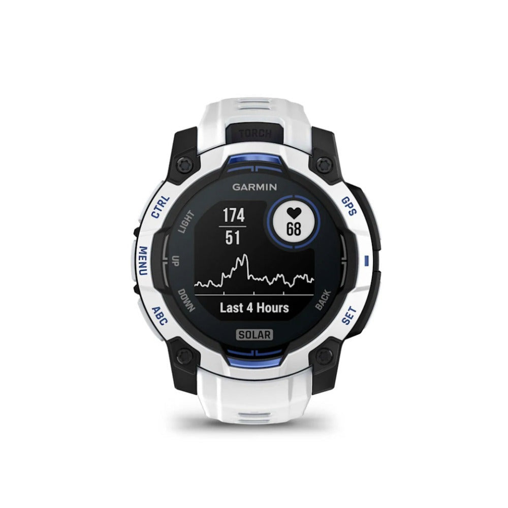 Garmin Instinct 3 GPS Smartwatch (Whitestone/Bolt Blue)