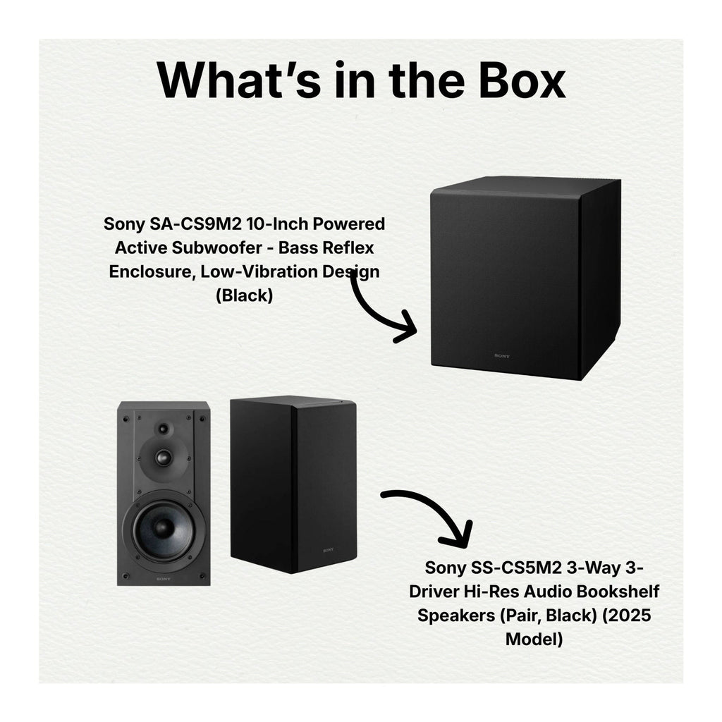 Sony SA-CS9M2 10-Inch Powered Active Subwoofer with Bookshelf Speakers Bundle
