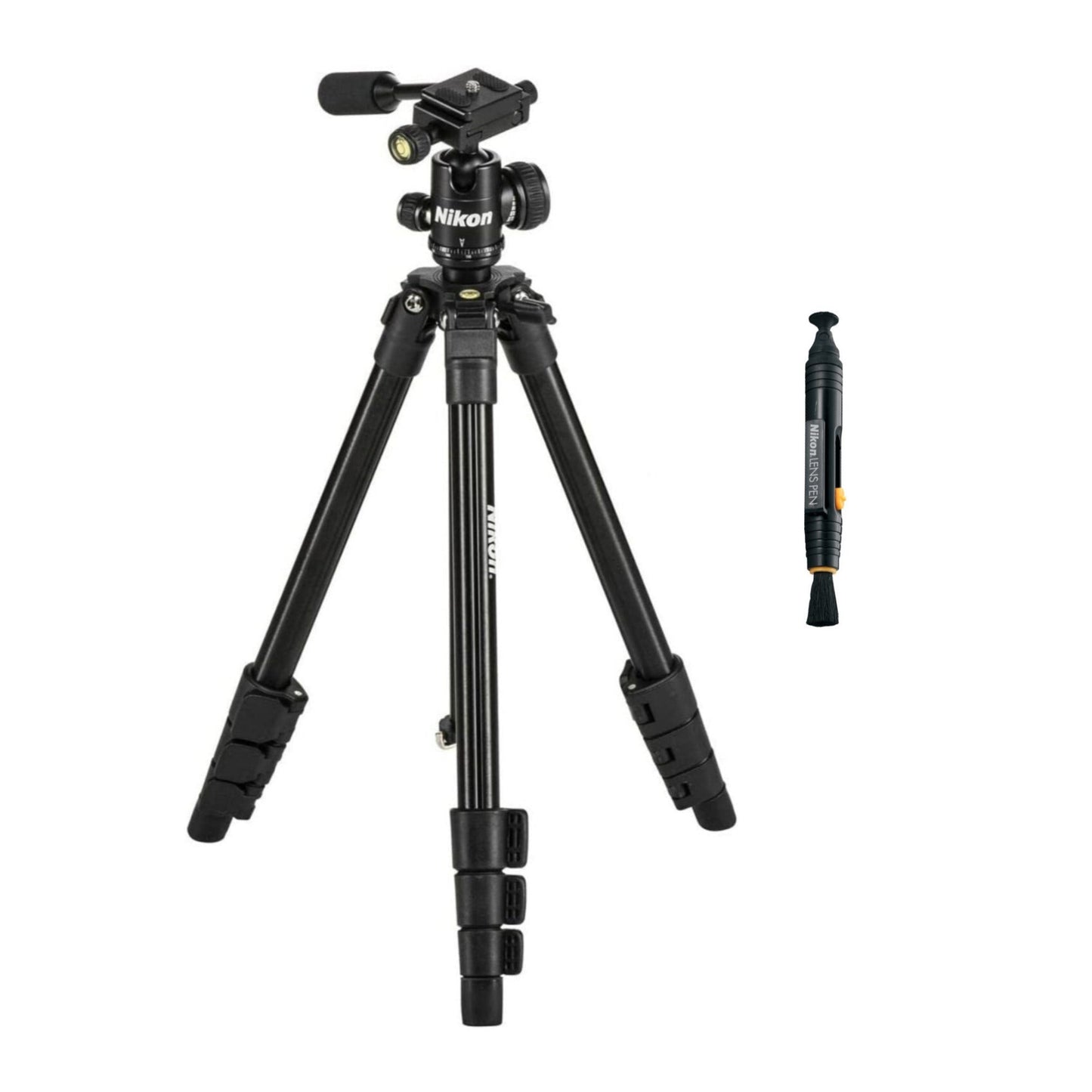 Nikon 16749 Compact Four-Section Aluminum Tripod (Black) with Cleaning Bundle