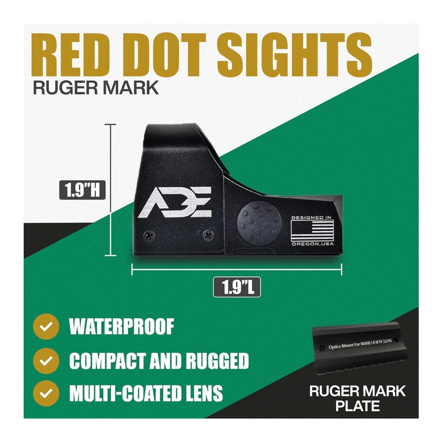 ADE Advanced Optics RD3-009-2 Waterproof Red Dot Sight with 5 MOA (Black)