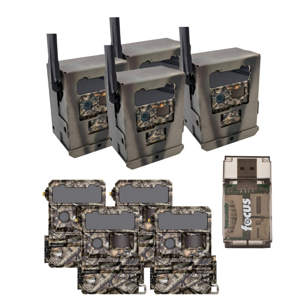 Yellowstone Y2 Cellular Trail Camera (4 Pack) with Security Box and Card Reader