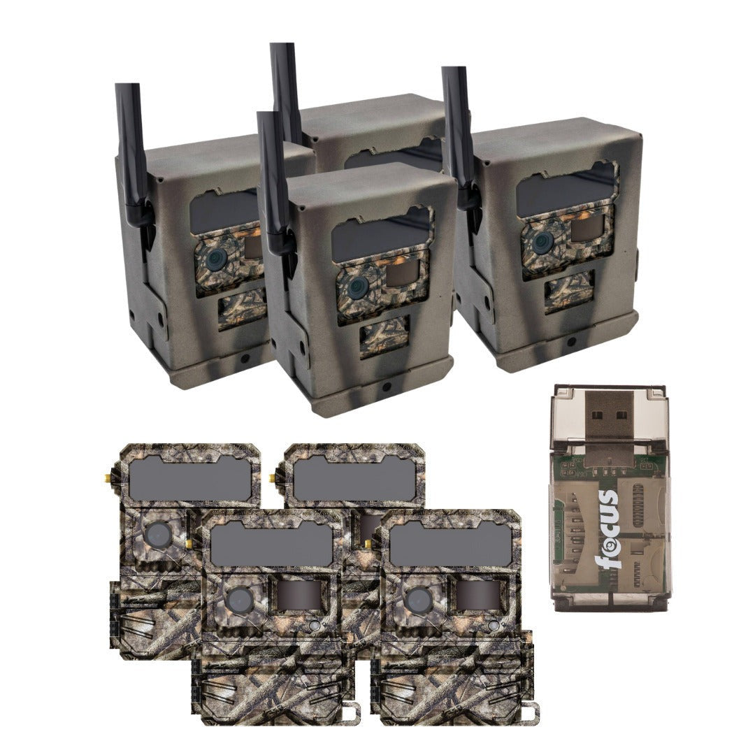 Yellowstone Y2 Cellular Trail Camera (4 Pack) with Security Box and Card Reader