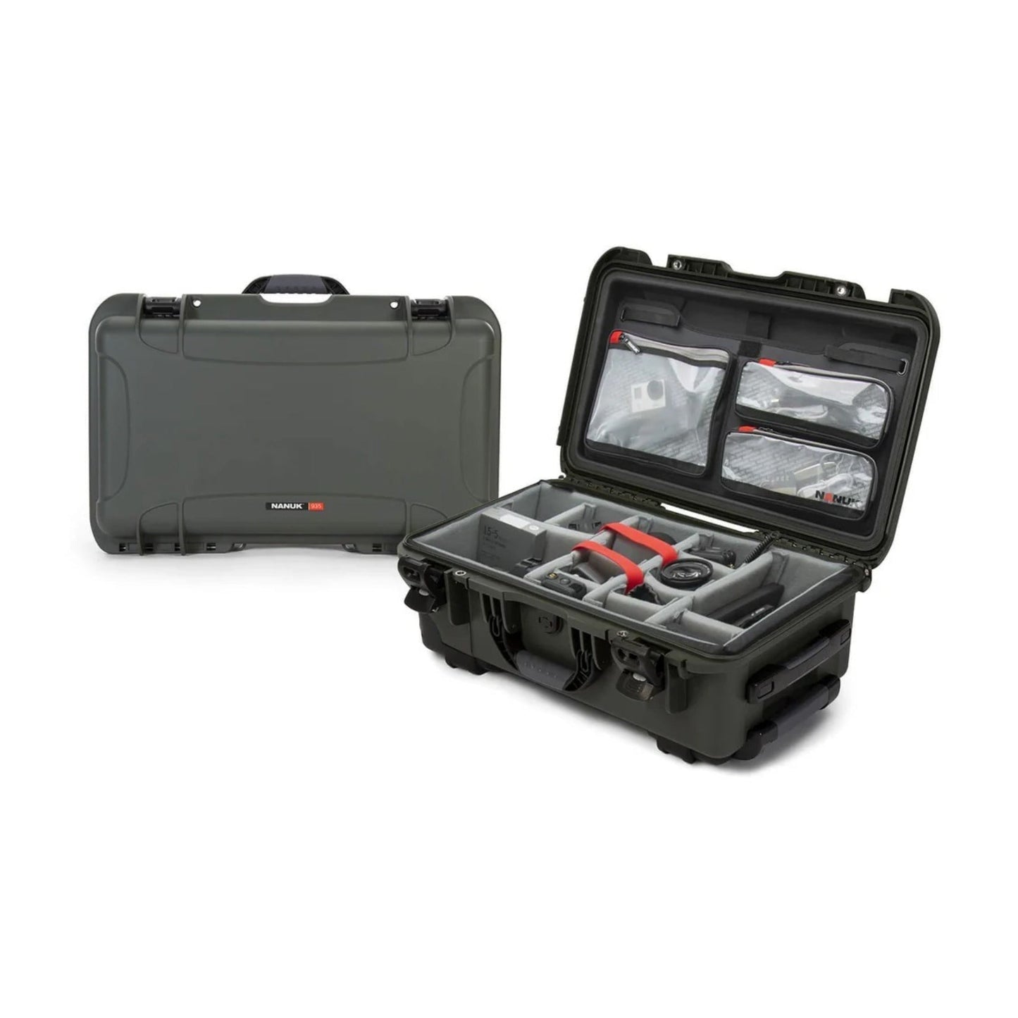 Nanuk 935 Pro Waterproof Hard Case with Lid Organizer and Wheels (Olive)