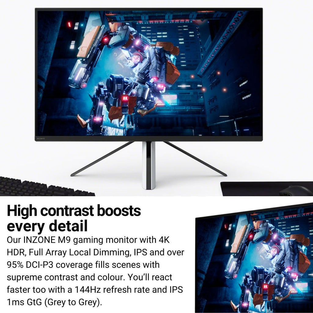 Sony 27 INZONE M9 4K HDR 144Hz Gaming Monitor (SDM-U27M90) with Sony WFG700N/W INZONE Buds Truly Wireless Noise Canceling Gaming Earbuds (White) bundle